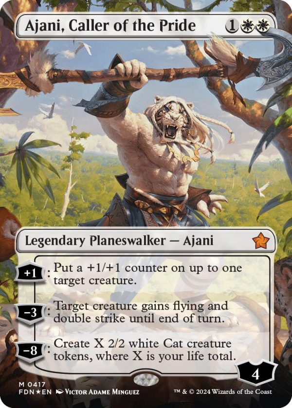 Ajani, Caller of the Pride (Borderless) (Mana Foil) [Foundations] Supply