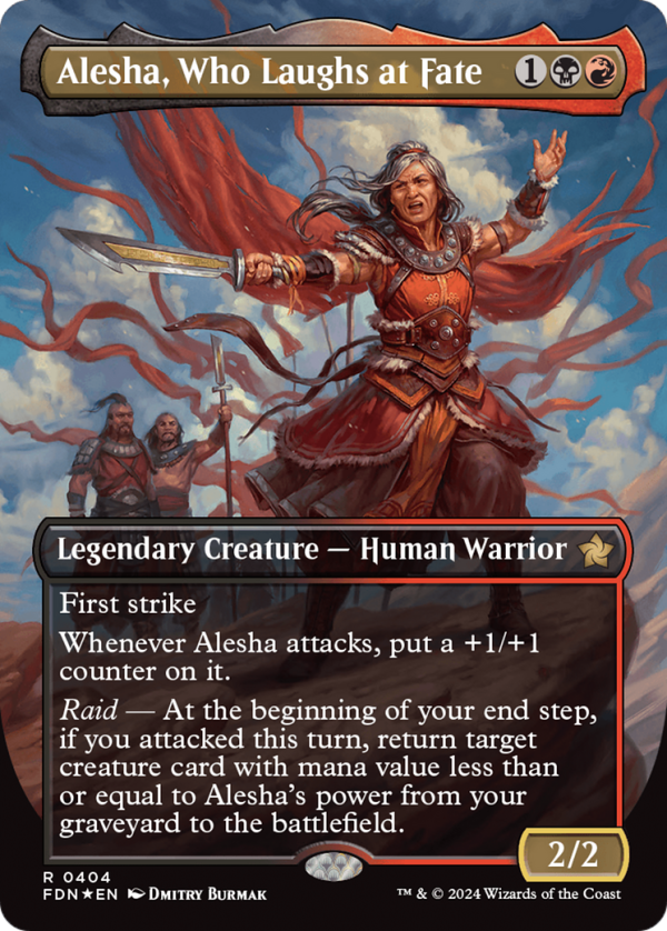 Alesha, Who Laughs at Fate (Borderless) (Mana Foil) [Foundations] Fashion